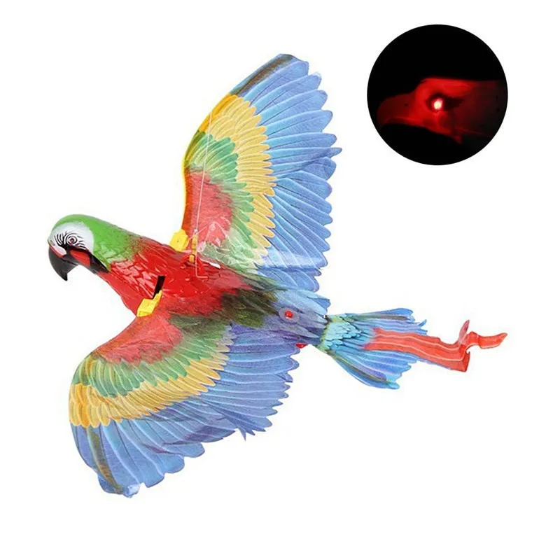 Plastic simulation bird cat toy hanging from ceiling with rotating mechanism, 25cm or 43cm variant