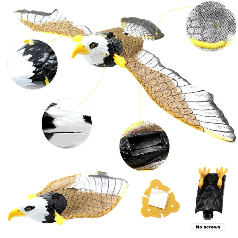 Plastic simulation bird cat toy hanging from ceiling with rotating mechanism, 25cm or 43cm variant