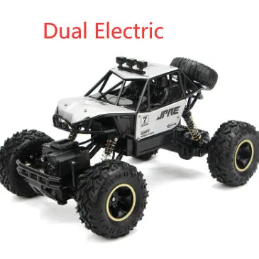 Large 4WD off-road remote control car in silver, 38 cm size, with ABS plastic body and antenna