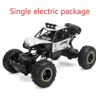 Large 4WD off-road remote control car in silver, 38 cm size, with ABS plastic body and antenna