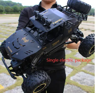 Large 4WD off-road remote control car in silver, 38 cm size, with ABS plastic body and antenna