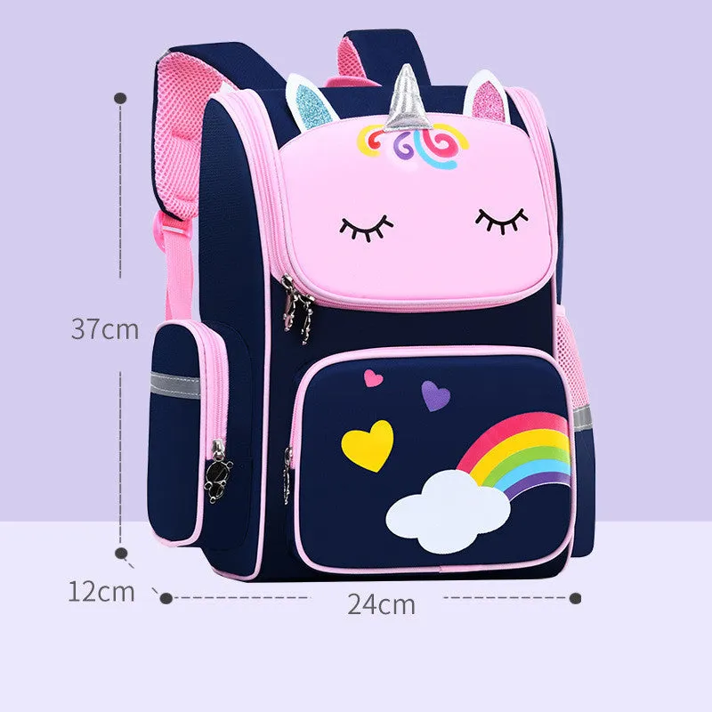 Childrens polyester school bag in blue for primary school students, lightweight and wear-resistant