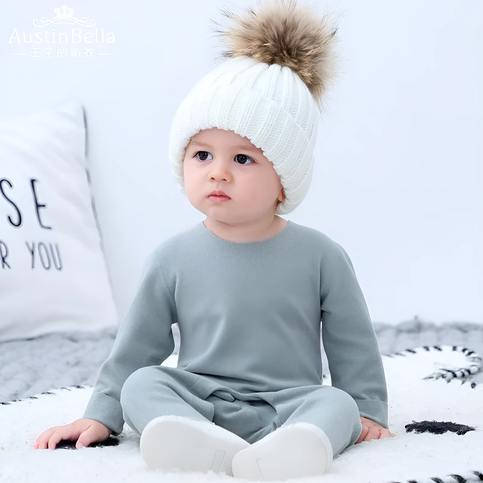 Baby pajama climbing suit in 100% polyester with blue colour, footed Siamese style, on white background