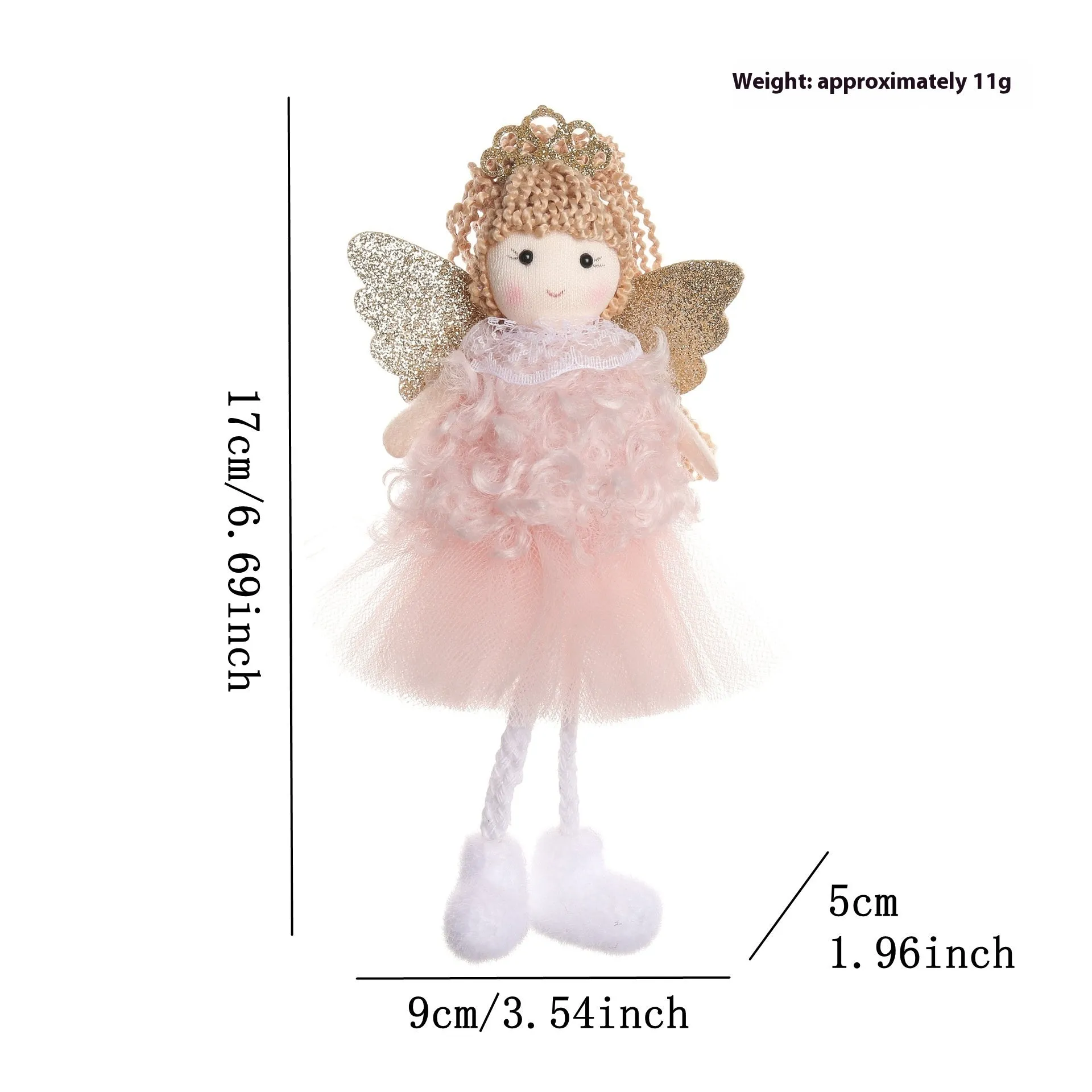 Christmas angel girl fabric hair pendant for a high ponytail in cartoon style.