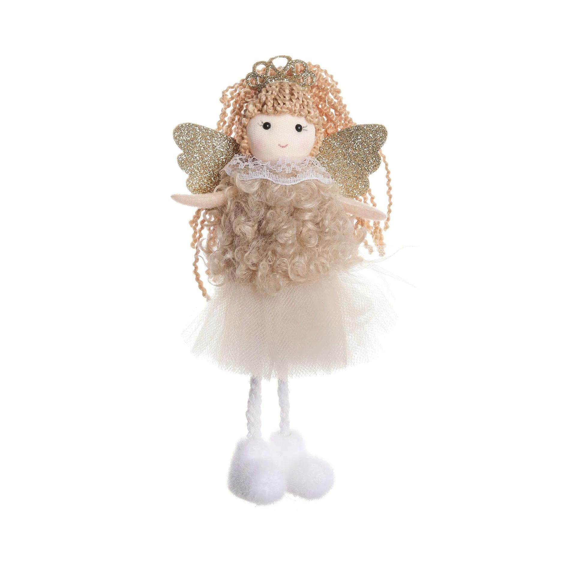 Christmas angel girl fabric hair pendant for a high ponytail in cartoon style.