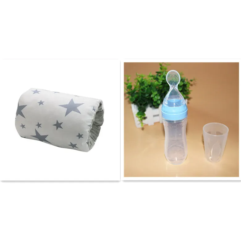 Adjustable cotton nursing arm pillow in blue triangle colour, 25x23cm, for breastfeeding support