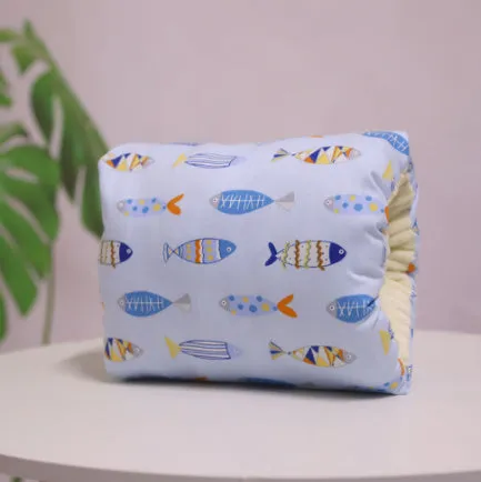 Adjustable cotton nursing arm pillow in blue triangle colour, 25x23cm, for breastfeeding support