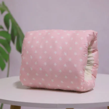 Adjustable cotton nursing arm pillow in blue triangle colour, 25x23cm, for breastfeeding support