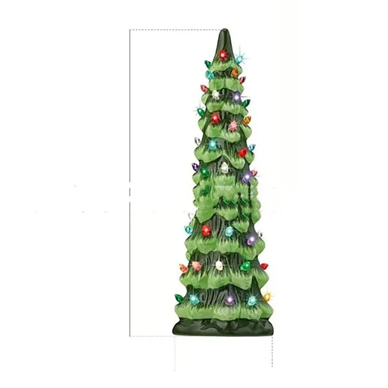 Set of three white resin Christmas tree lamp ornaments in 20cm, 25cm, and 30cm sizes with LED lights.