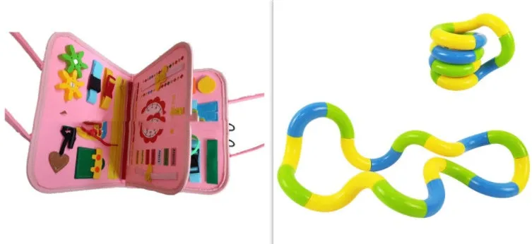 Soft felt busy board for toddlers with dressing and buttoning activities, foldable design, colourful style