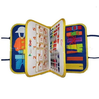 Soft felt busy board for toddlers with dressing and buttoning activities, foldable design, colourful style
