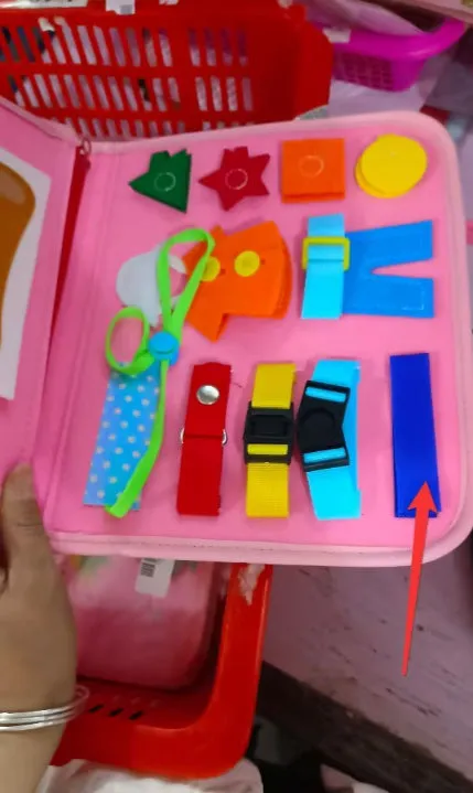 Soft felt busy board for toddlers with dressing and buttoning activities, foldable design, colourful style