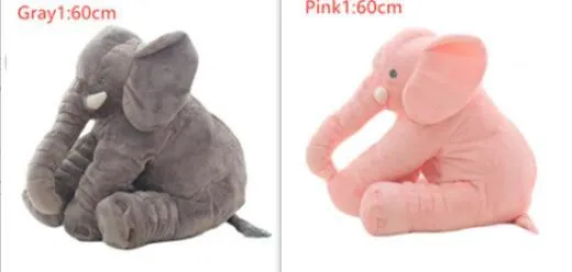 Elephant Doll Pillow Baby Comfort Sleep Plush Toy with PP Cotton Filling Machine Washable Short Plush 60cm and 40cm Sizes Gray Blue Pink Yellow Purple Small or Large Blanket Option