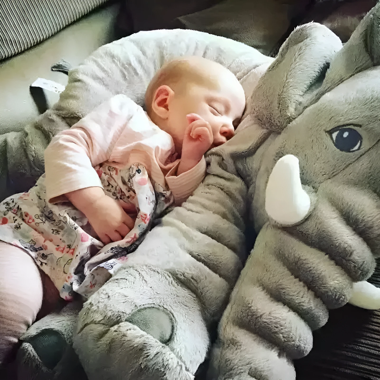 Elephant Doll Pillow Baby Comfort Sleep Plush Toy with PP Cotton Filling Machine Washable Short Plush 60cm and 40cm Sizes Gray Blue Pink Yellow Purple Small or Large Blanket Option