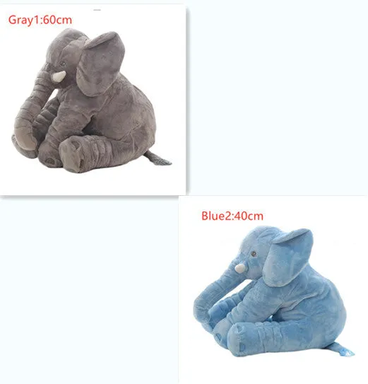 Elephant Doll Pillow Baby Comfort Sleep Plush Toy with PP Cotton Filling Machine Washable Short Plush 60cm and 40cm Sizes Gray Blue Pink Yellow Purple Small or Large Blanket Option