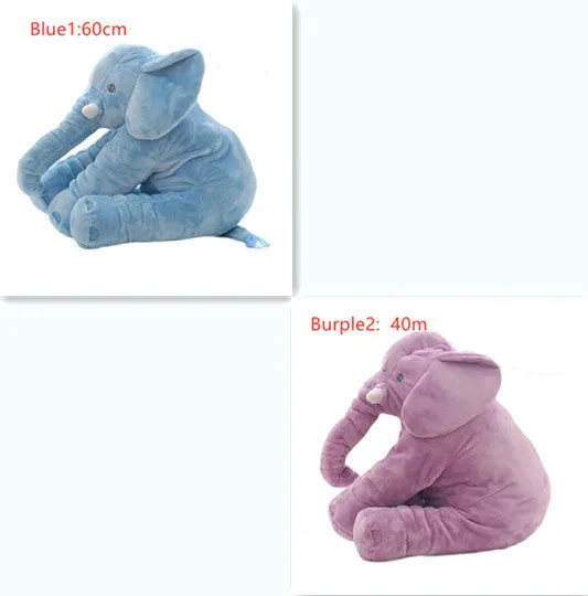 Elephant Doll Pillow Baby Comfort Sleep Plush Toy with PP Cotton Filling Machine Washable Short Plush 60cm and 40cm Sizes Gray Blue Pink Yellow Purple Small or Large Blanket Option