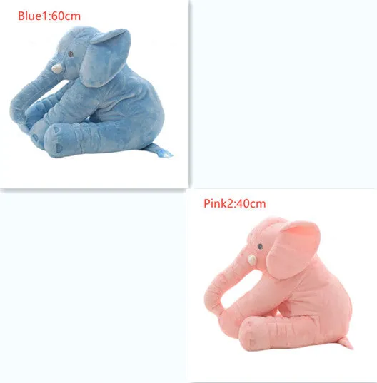 Elephant Doll Pillow Baby Comfort Sleep Plush Toy with PP Cotton Filling Machine Washable Short Plush 60cm and 40cm Sizes Gray Blue Pink Yellow Purple Small or Large Blanket Option