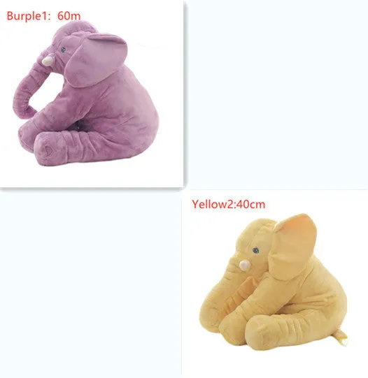 Elephant Doll Pillow Baby Comfort Sleep Plush Toy with PP Cotton Filling Machine Washable Short Plush 60cm and 40cm Sizes Gray Blue Pink Yellow Purple Small or Large Blanket Option