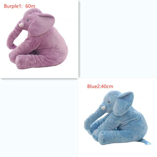 Elephant Doll Pillow Baby Comfort Sleep Plush Toy with PP Cotton Filling Machine Washable Short Plush 60cm and 40cm Sizes Gray Blue Pink Yellow Purple Small or Large Blanket Option
