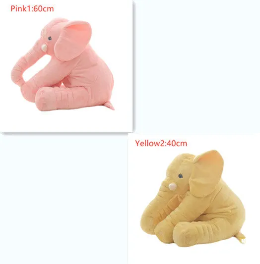Elephant Doll Pillow Baby Comfort Sleep Plush Toy with PP Cotton Filling Machine Washable Short Plush 60cm and 40cm Sizes Gray Blue Pink Yellow Purple Small or Large Blanket Option