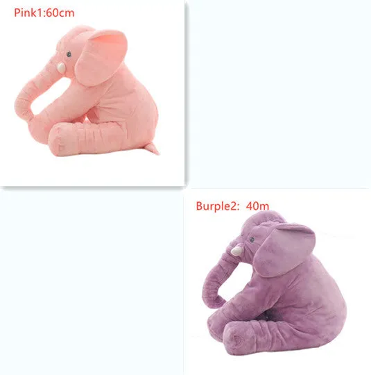Elephant Doll Pillow Baby Comfort Sleep Plush Toy with PP Cotton Filling Machine Washable Short Plush 60cm and 40cm Sizes Gray Blue Pink Yellow Purple Small or Large Blanket Option