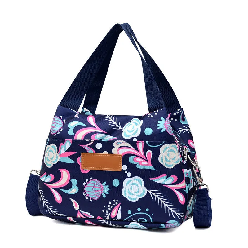Women's nylon shoulder bag large capacity square vertical with sandwich zipper pocket, black colour option