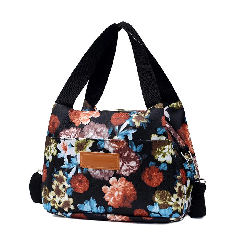 Women's nylon shoulder bag large capacity square vertical with sandwich zipper pocket, black colour option