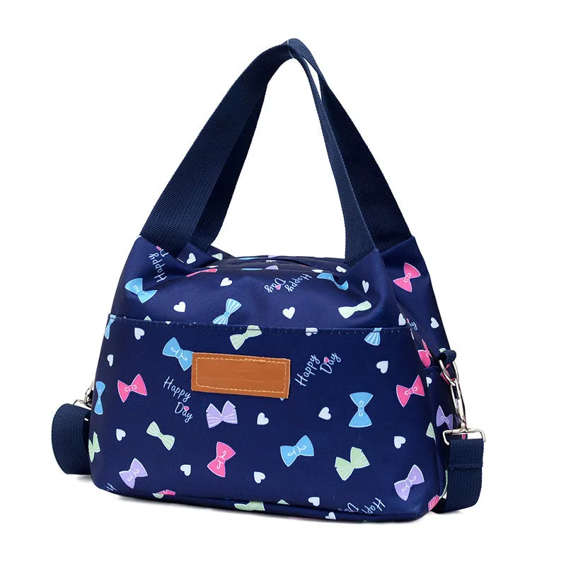 Women's nylon shoulder bag large capacity square vertical with sandwich zipper pocket, black colour option