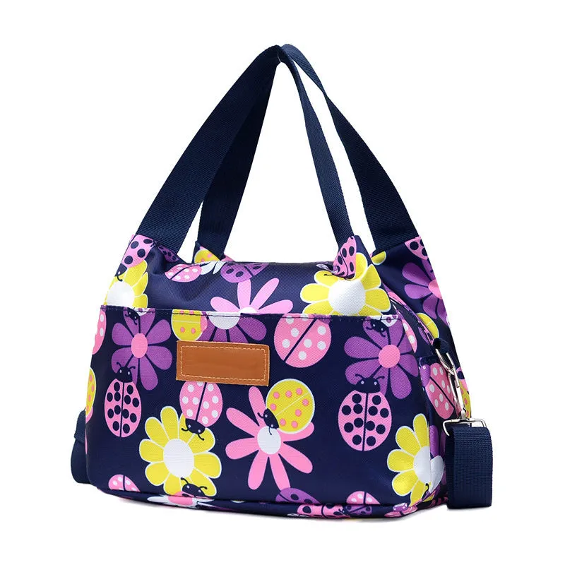 Women's nylon shoulder bag large capacity square vertical with sandwich zipper pocket, black colour option