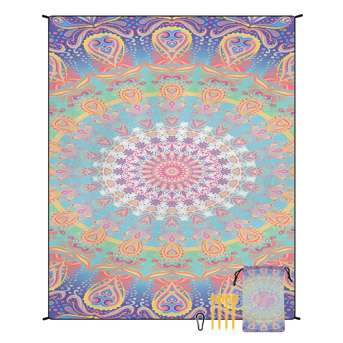 Polyester moisture-proof outdoor picnic mat 180x220cm with fashion personality design, suitable for beach camping group use