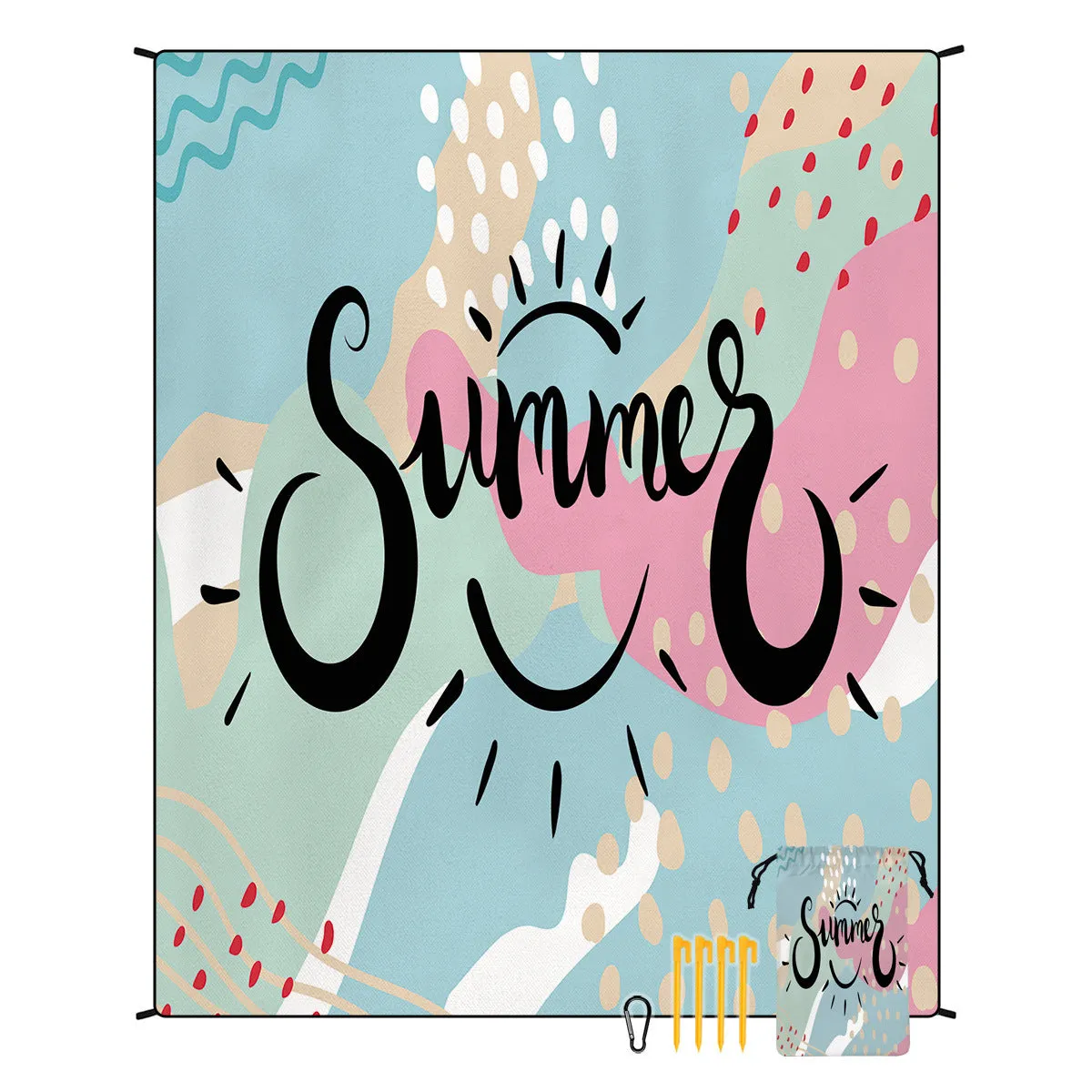 Polyester moisture-proof outdoor picnic mat 180x220cm with fashion personality design, suitable for beach camping group use