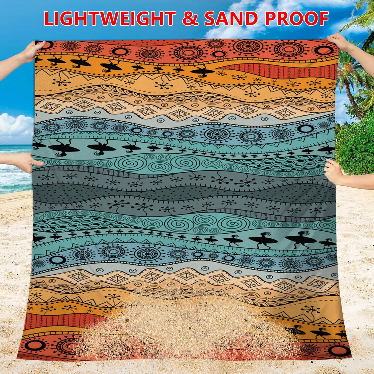 Polyester moisture-proof outdoor picnic mat 180x220cm with fashion personality design, suitable for beach camping group use
