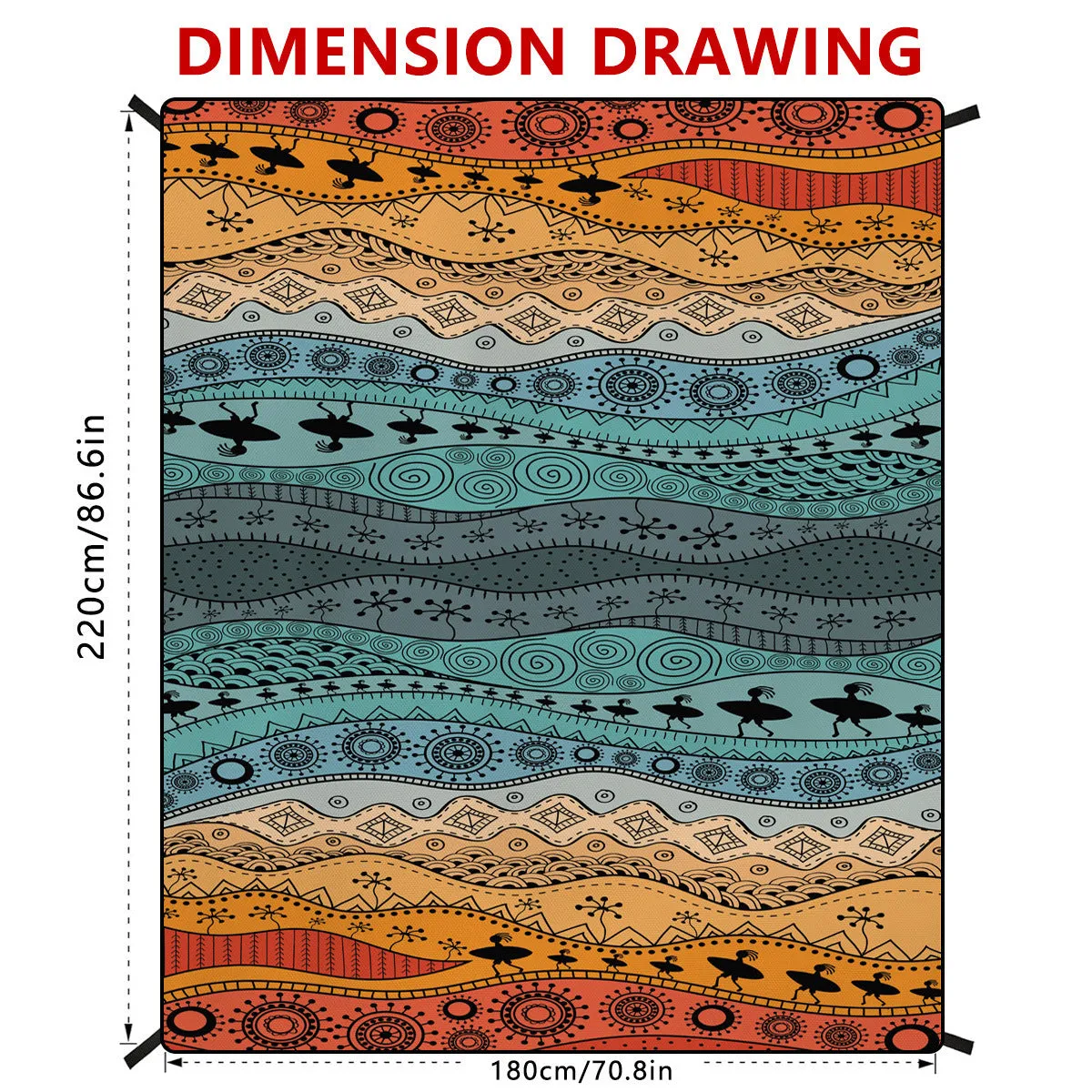 Polyester moisture-proof outdoor picnic mat 180x220cm with fashion personality design, suitable for beach camping group use
