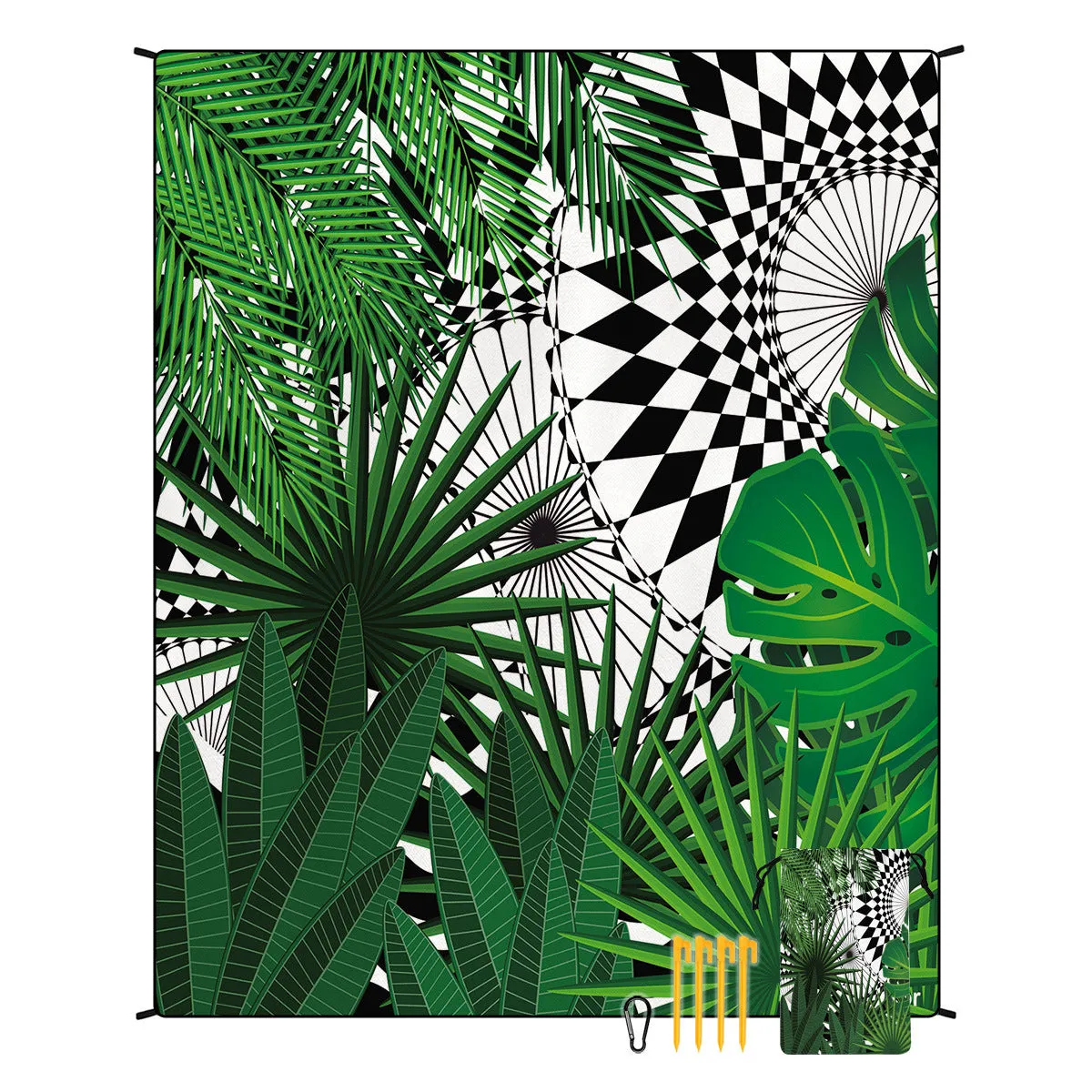 Polyester moisture-proof outdoor picnic mat 180x220cm with fashion personality design, suitable for beach camping group use