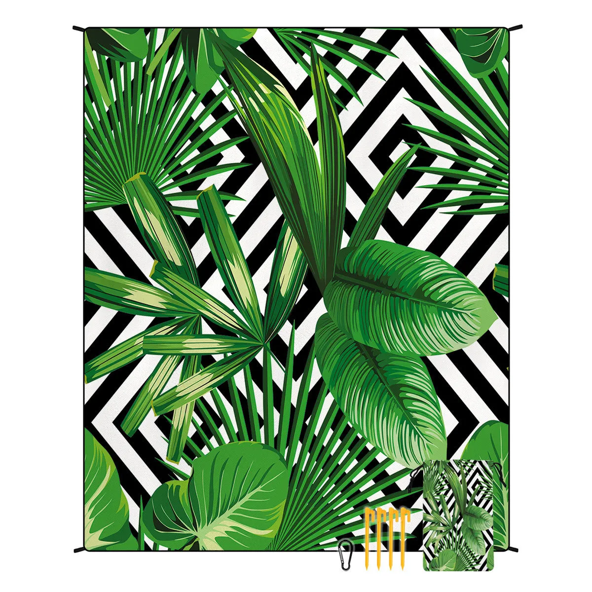 Polyester moisture-proof outdoor picnic mat 180x220cm with fashion personality design, suitable for beach camping group use