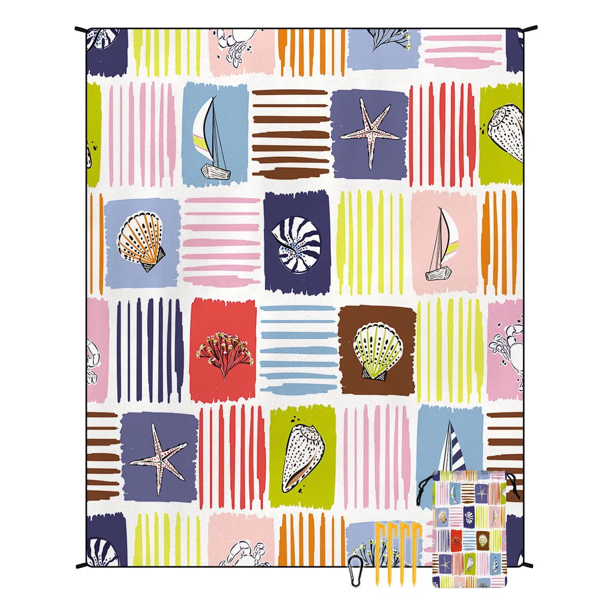 Polyester moisture-proof outdoor picnic mat 180x220cm with fashion personality design, suitable for beach camping group use