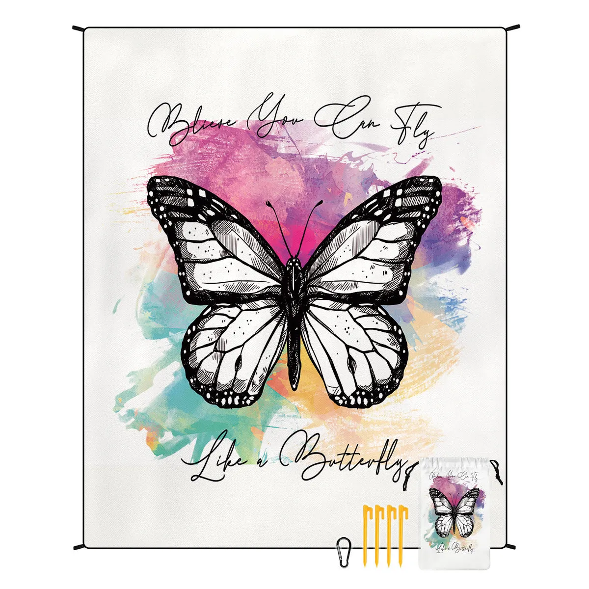 Polyester moisture-proof outdoor picnic mat 180x220cm with fashion personality design, suitable for beach camping group use