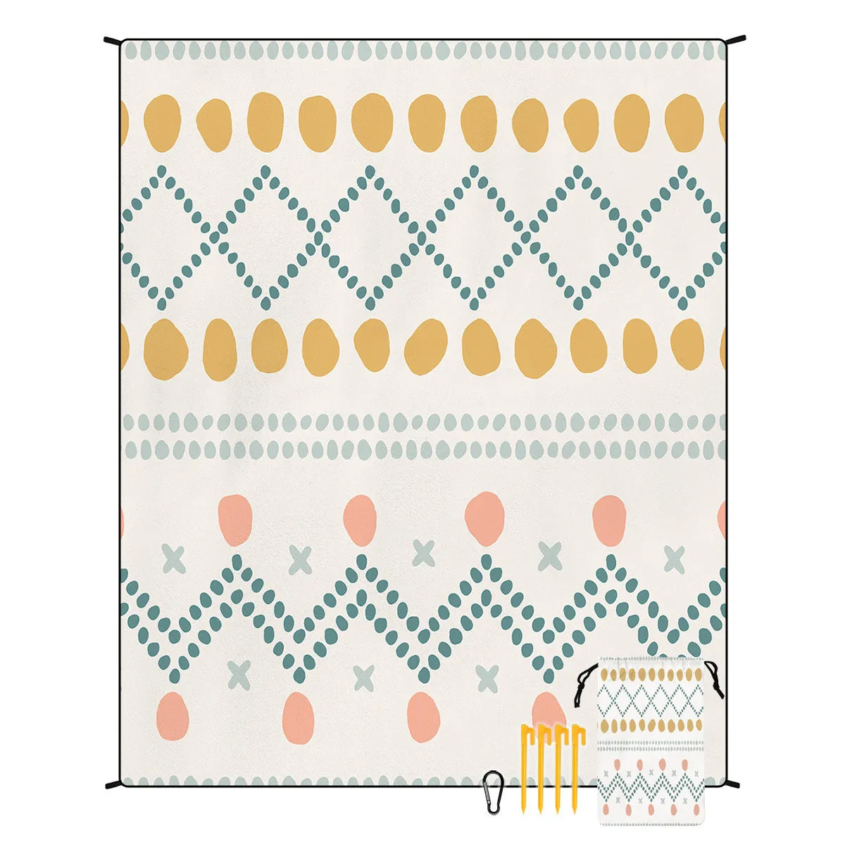 Polyester moisture-proof outdoor picnic mat 180x220cm with fashion personality design, suitable for beach camping group use