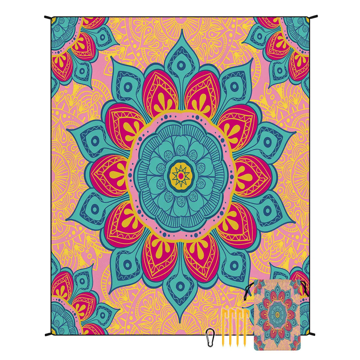 Polyester moisture-proof outdoor picnic mat 180x220cm with fashion personality design, suitable for beach camping group use