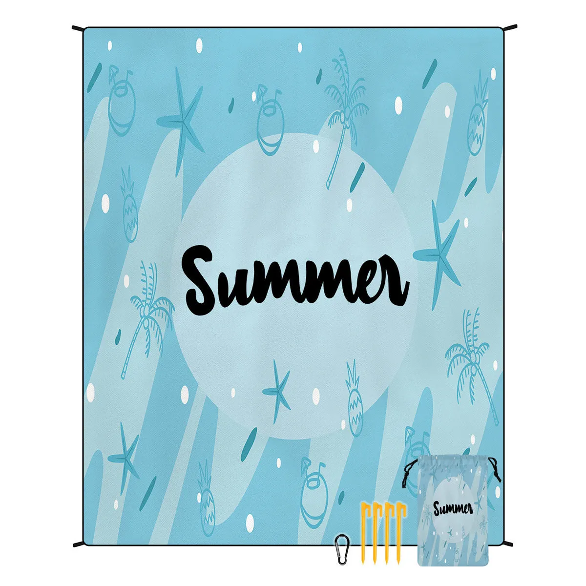 Polyester moisture-proof outdoor picnic mat 180x220cm with fashion personality design, suitable for beach camping group use