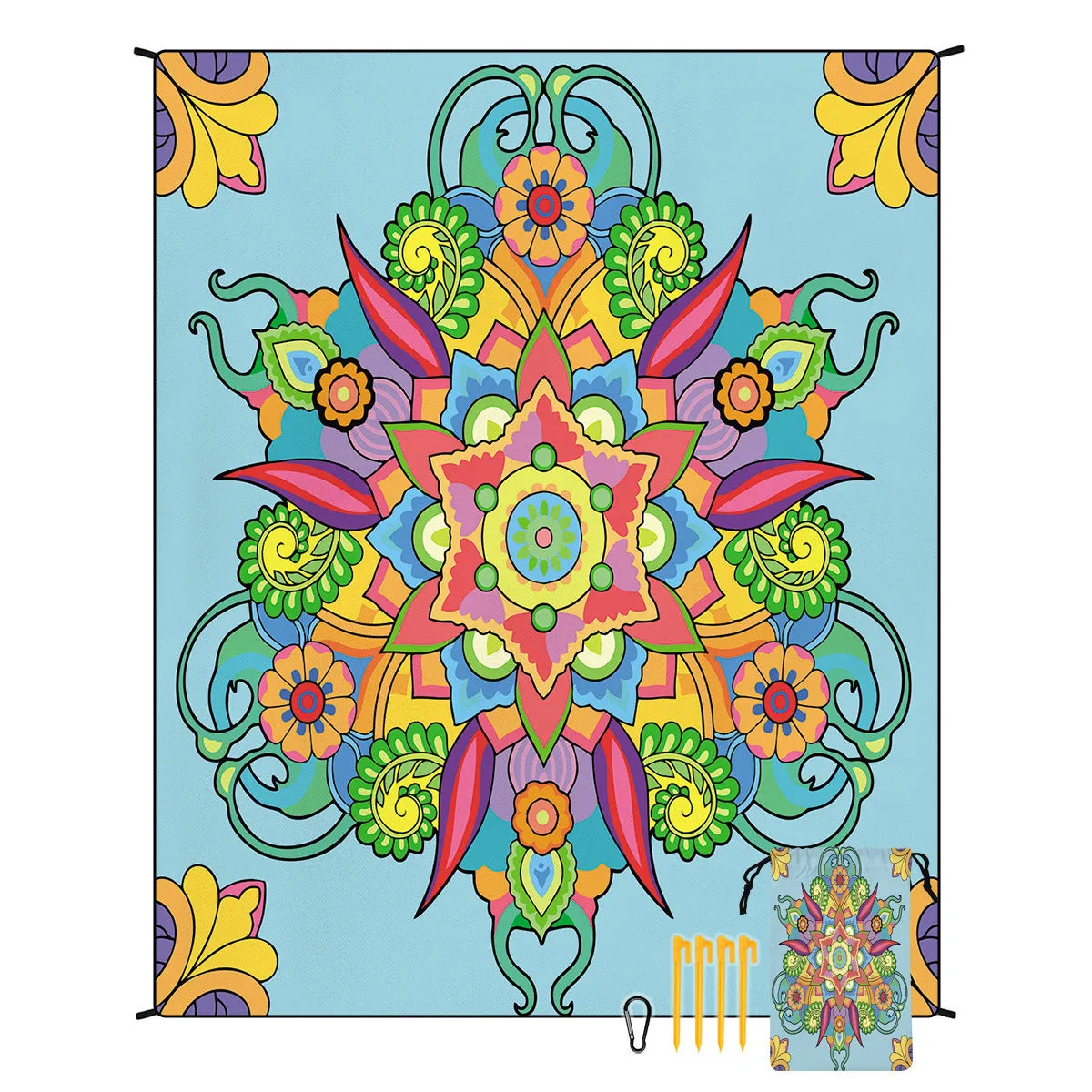 Polyester moisture-proof outdoor picnic mat 180x220cm with fashion personality design, suitable for beach camping group use