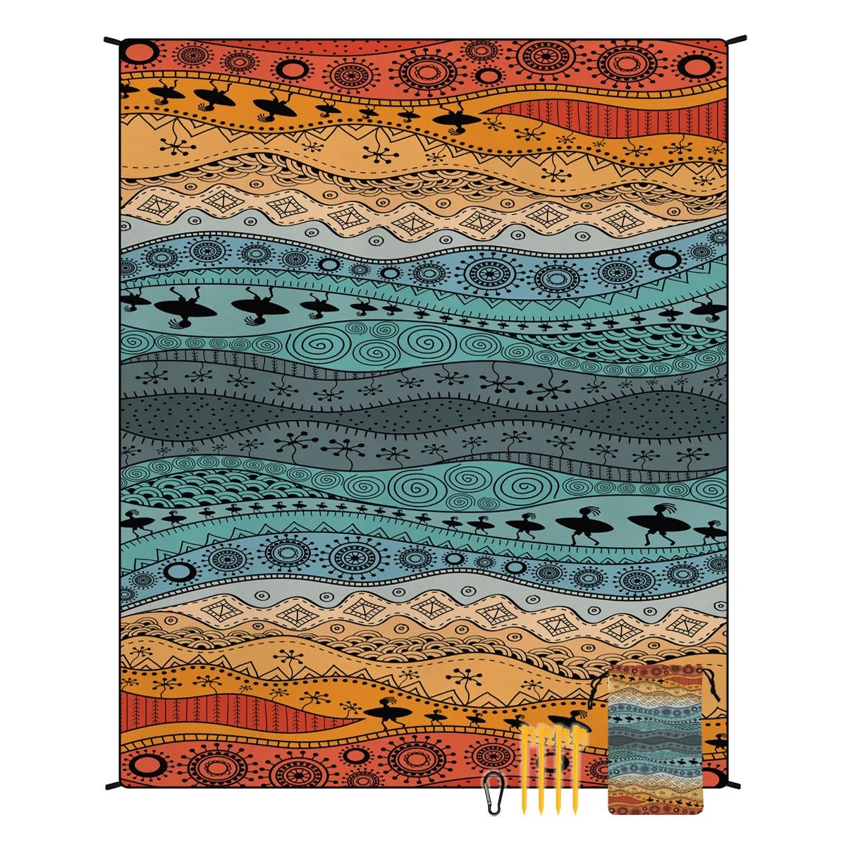 Polyester moisture-proof outdoor picnic mat 180x220cm with fashion personality design, suitable for beach camping group use