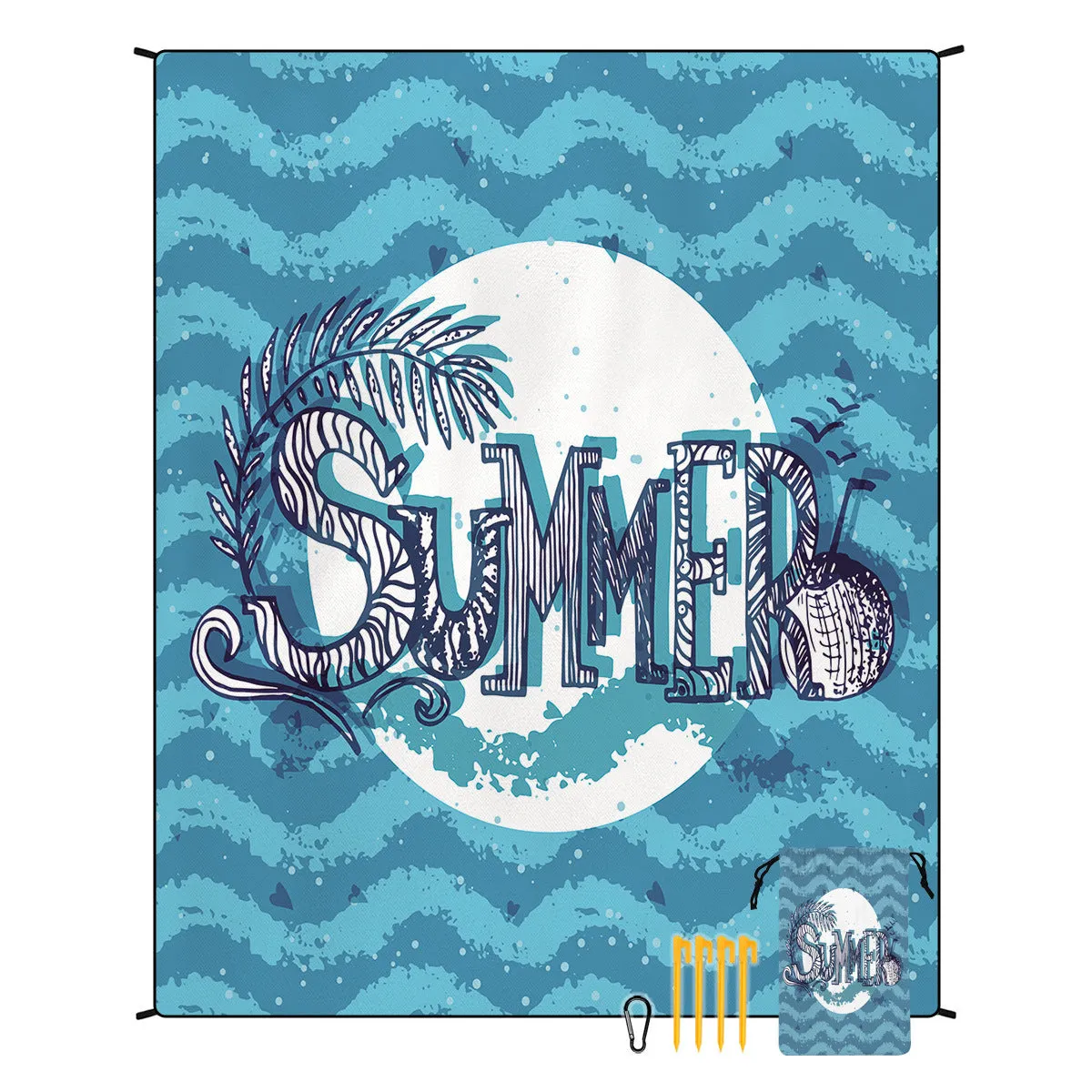 Polyester moisture-proof outdoor picnic mat 180x220cm with fashion personality design, suitable for beach camping group use
