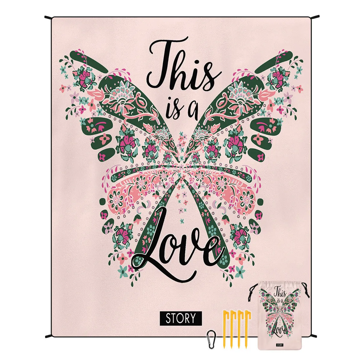 Polyester moisture-proof outdoor picnic mat 180x220cm with fashion personality design, suitable for beach camping group use