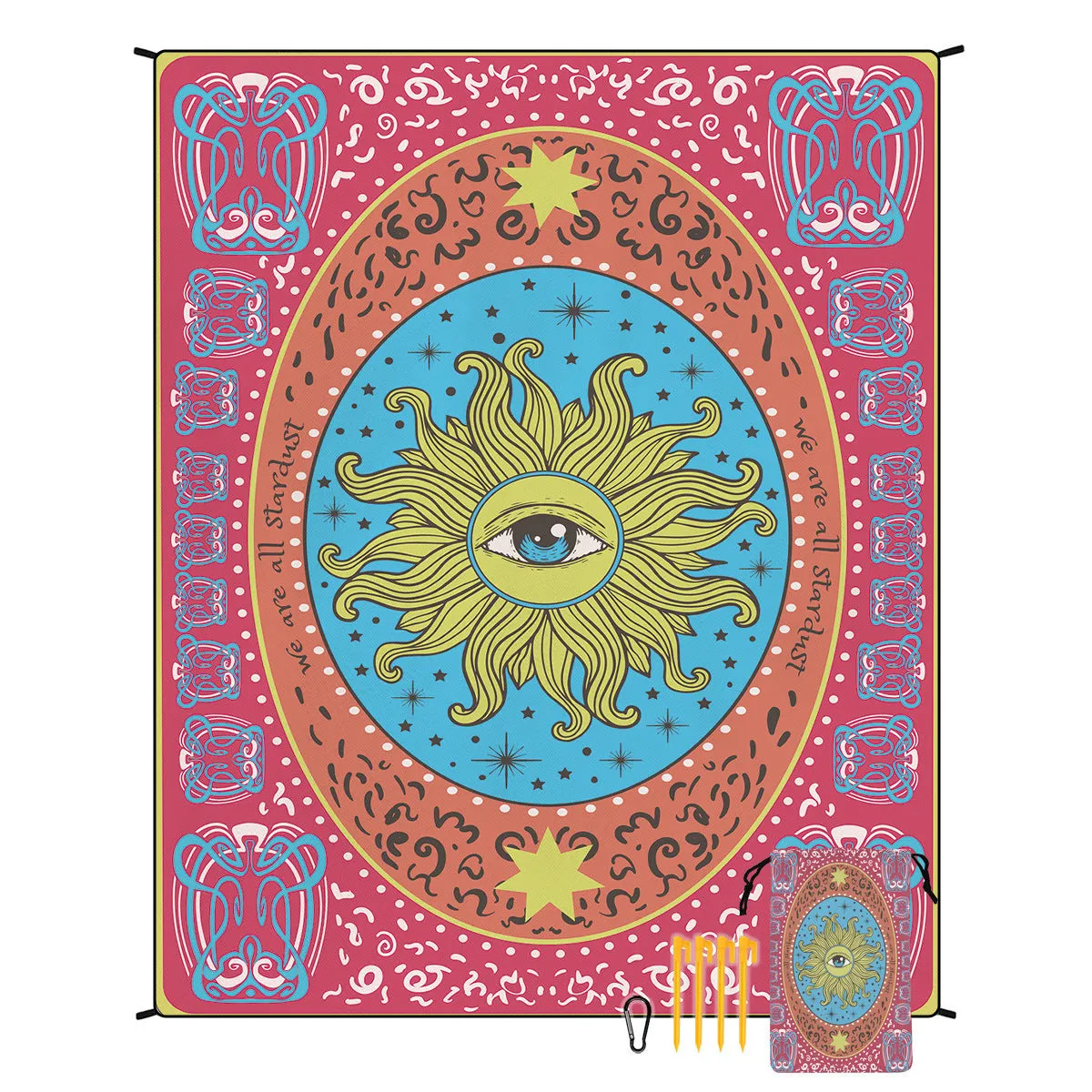 Polyester moisture-proof outdoor picnic mat 180x220cm with fashion personality design, suitable for beach camping group use
