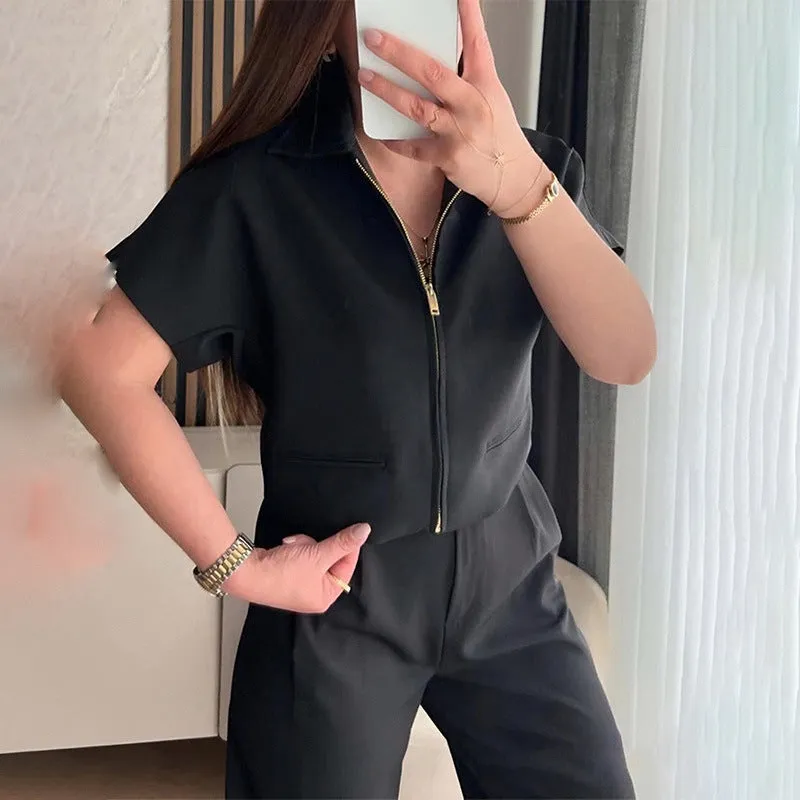 Casual polyester short sleeve top in black white yellow loose fit with regular sleeves