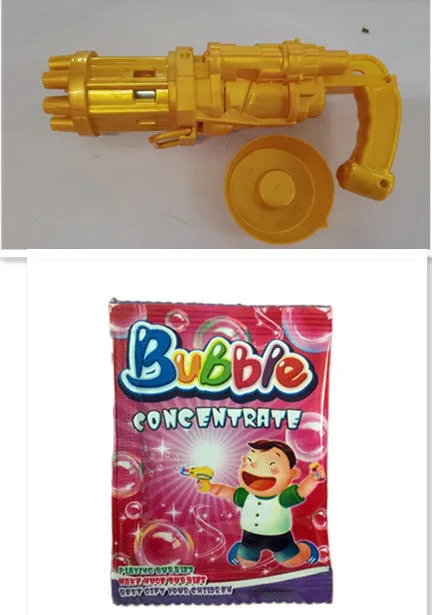 Children's ABS plastic bubble gun machine in pink with trigger and bubble head, used as a toy for outdoor parties