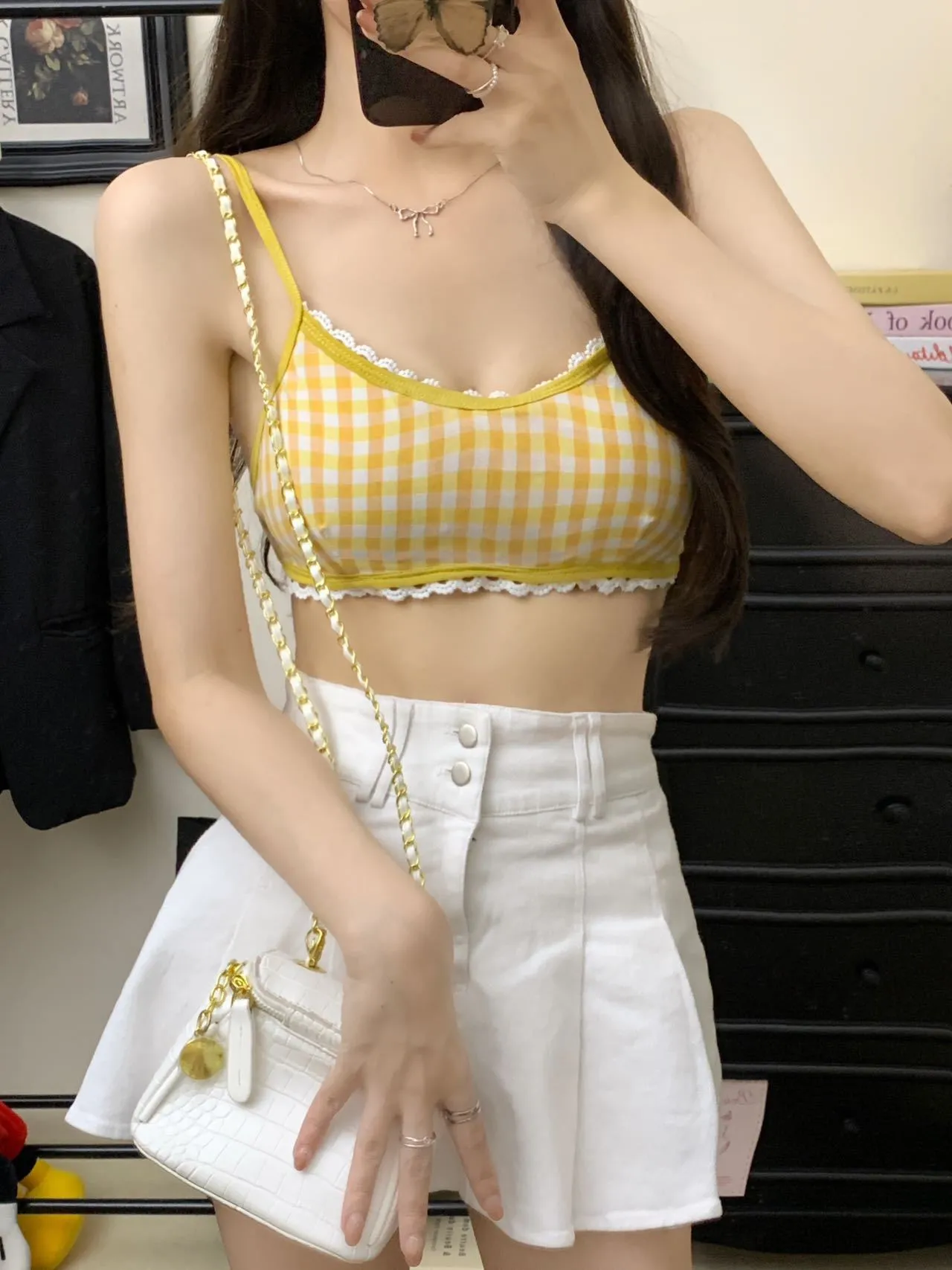 Women's nylon camisole bra top seamless backless tube waist length moderate lift in six colours dopamine wear
