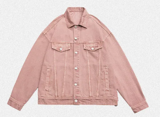 Retro washed dyed loose fit cotton denim coat in Moon White, front view
