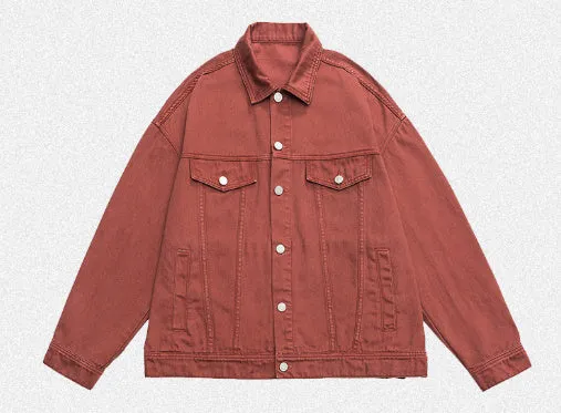 Retro washed dyed loose fit cotton denim coat in Moon White, front view